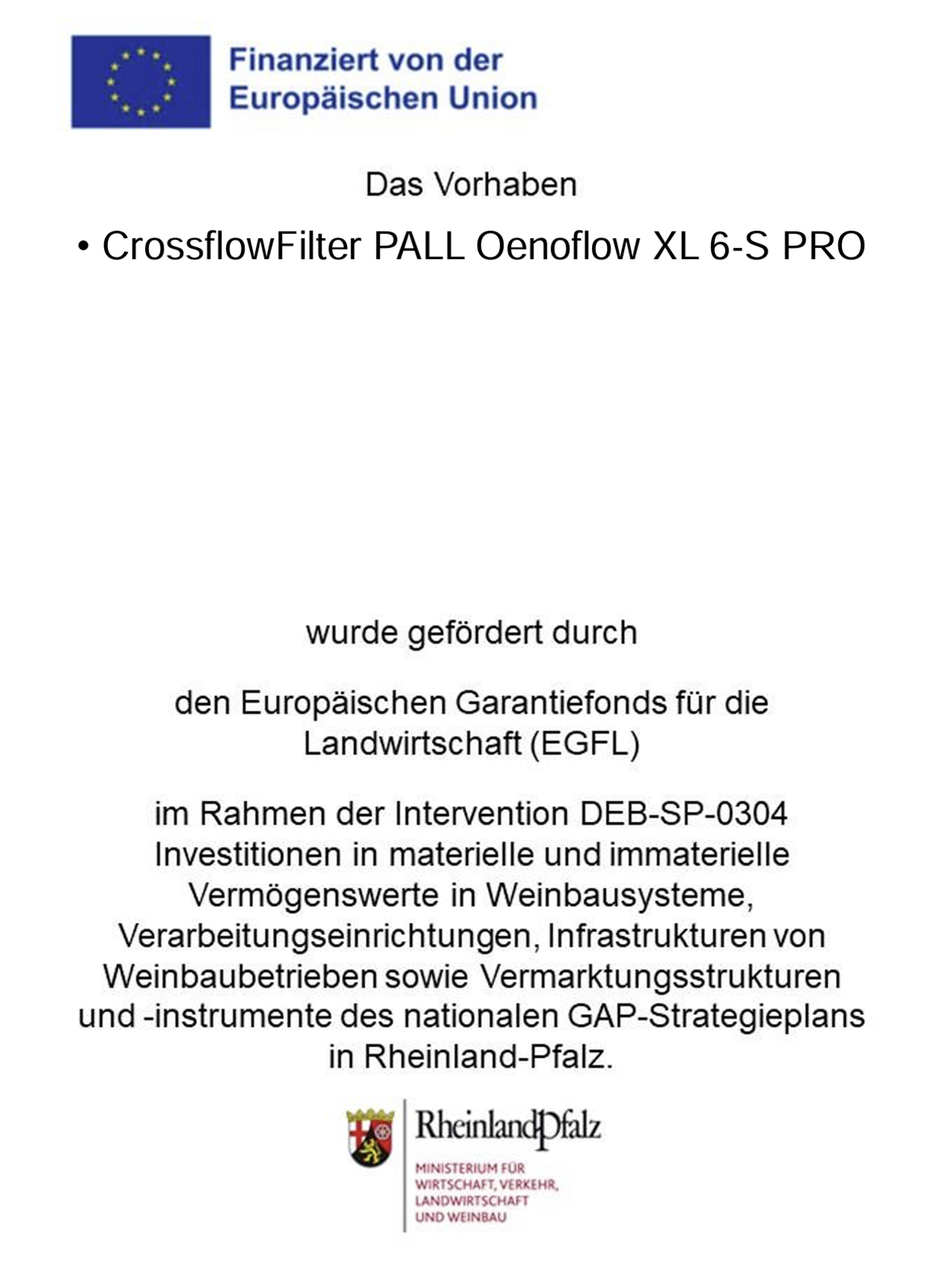 CrossflowFilter PALL Oenoflow XL 6-S PRO